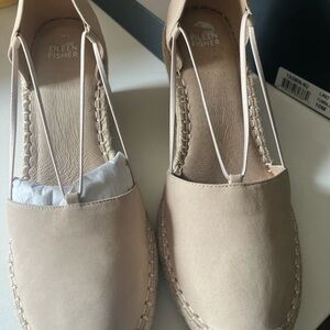 Eileen Fisher Cream Espadrille Shoes with Rounded Toe